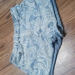 light blue and white Jean shorts